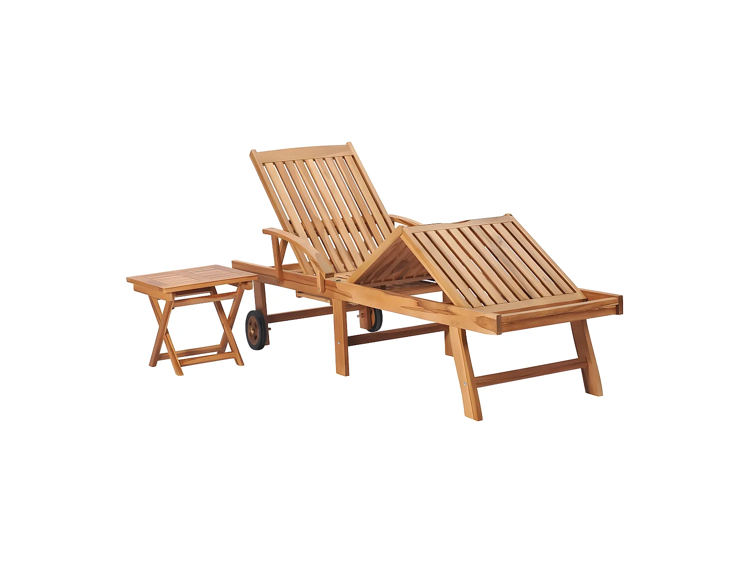 Bain de soleil avec table et coussin Bois de teck solide SEF70911