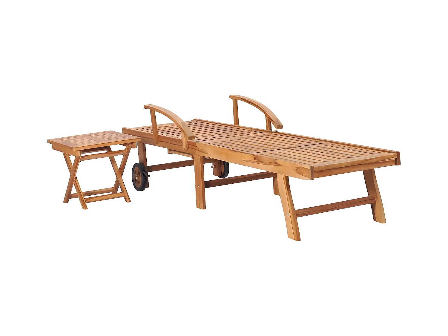 Bain de soleil avec table et coussin Bois de teck solide SEF70911