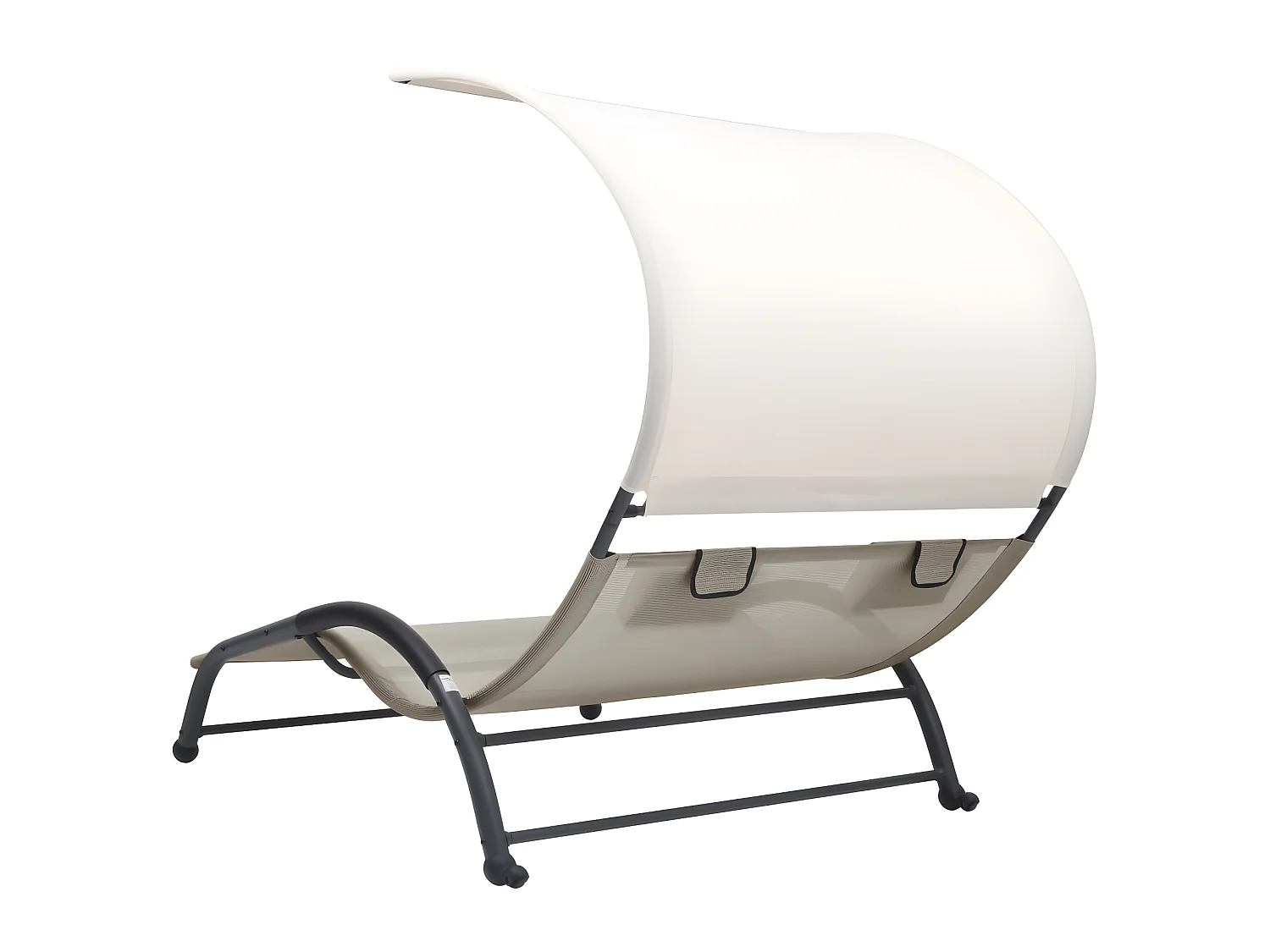 Ligbed tweepersoons met luifel textileen crèmekleurig NL184794