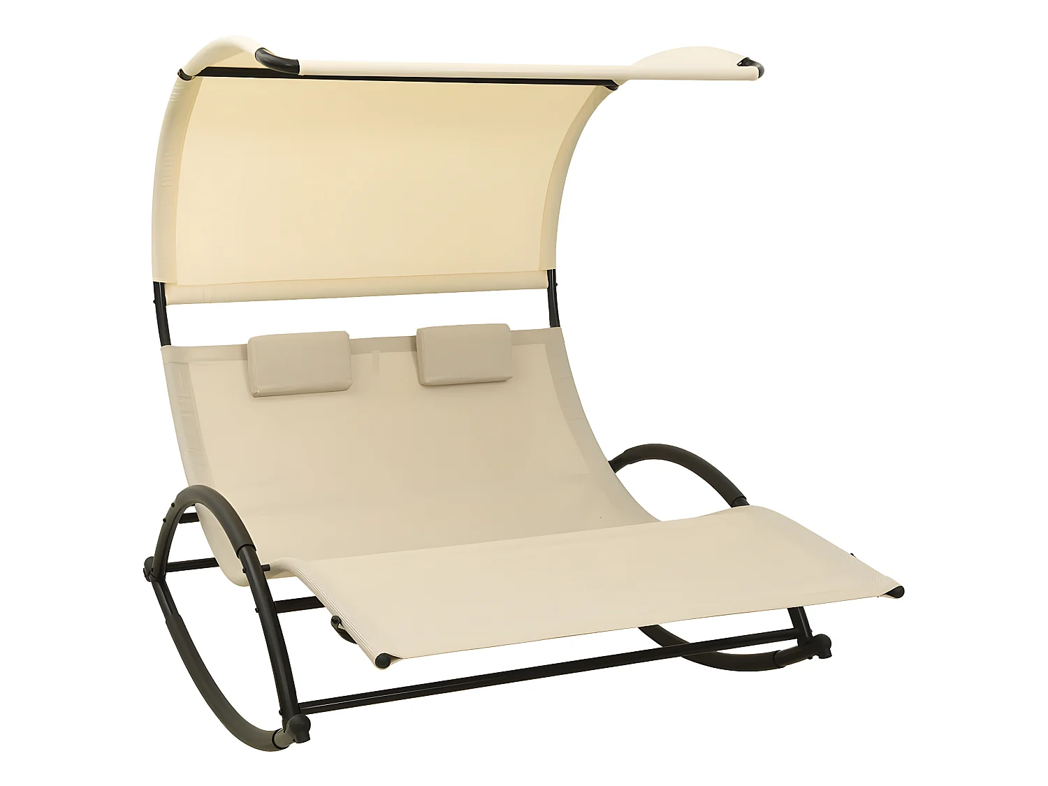 Tumbona doble con toldo textilene color crema ES66019