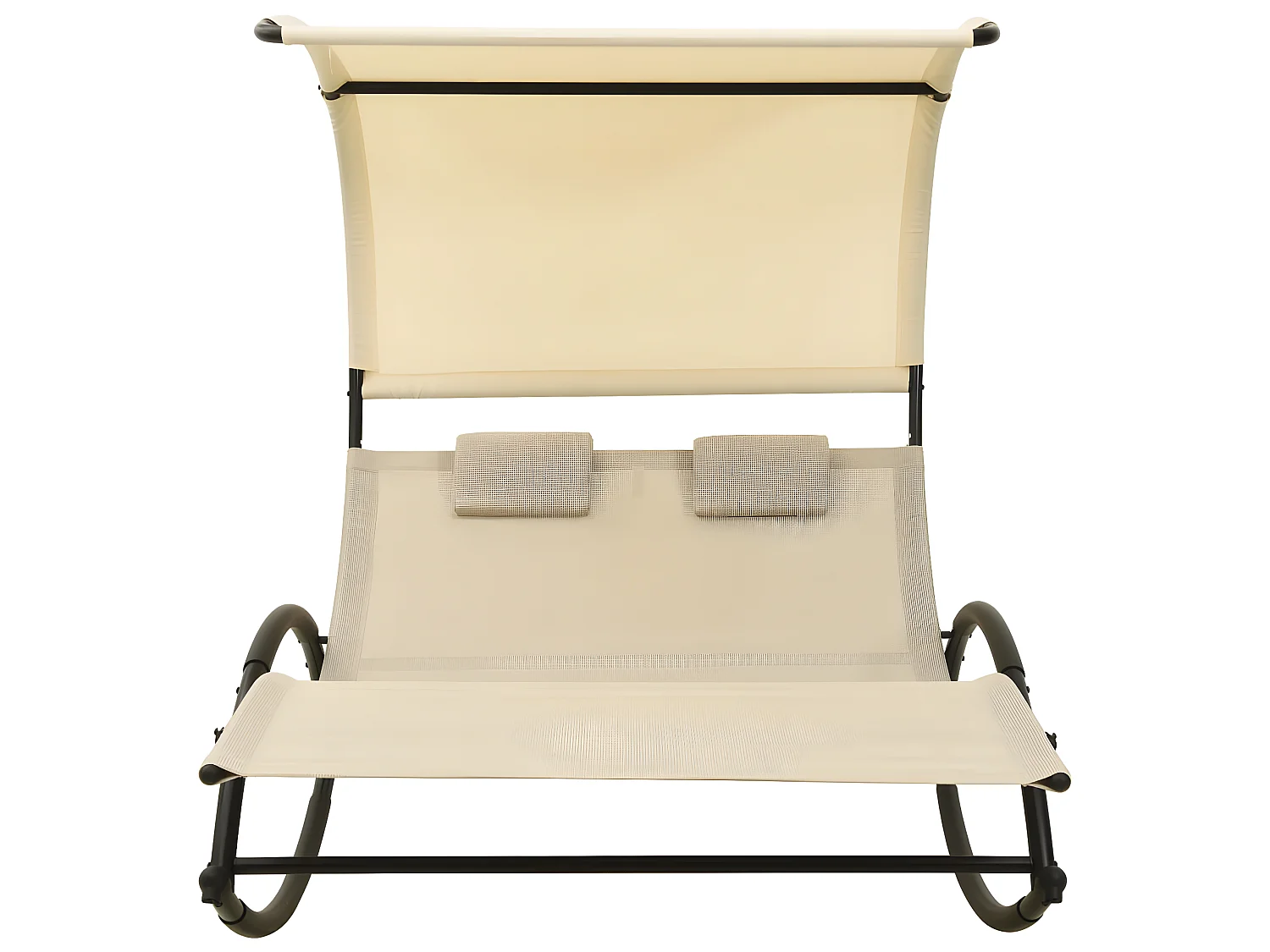 Tumbona doble con toldo textilene color crema ES66019