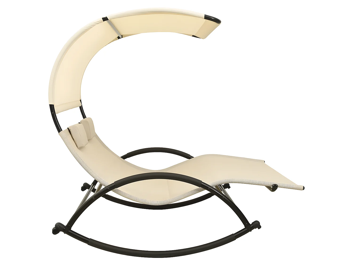 Tumbona doble con toldo textilene color crema ES66019