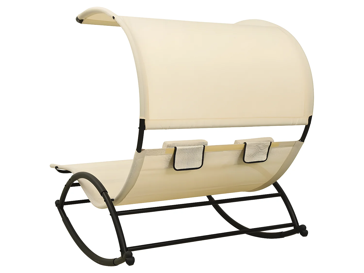 Tumbona doble con toldo textilene color crema ES66019