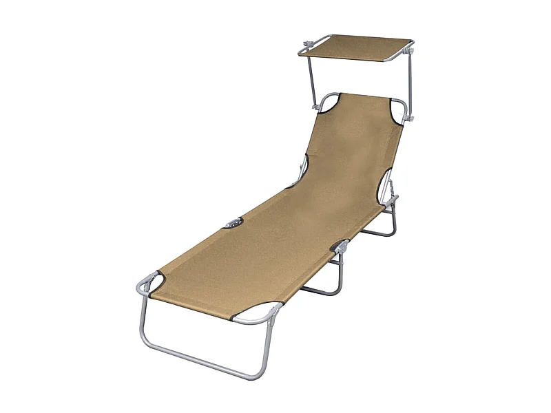 Bain de soleil pliable avec auvent Acier Taupe SEF88572