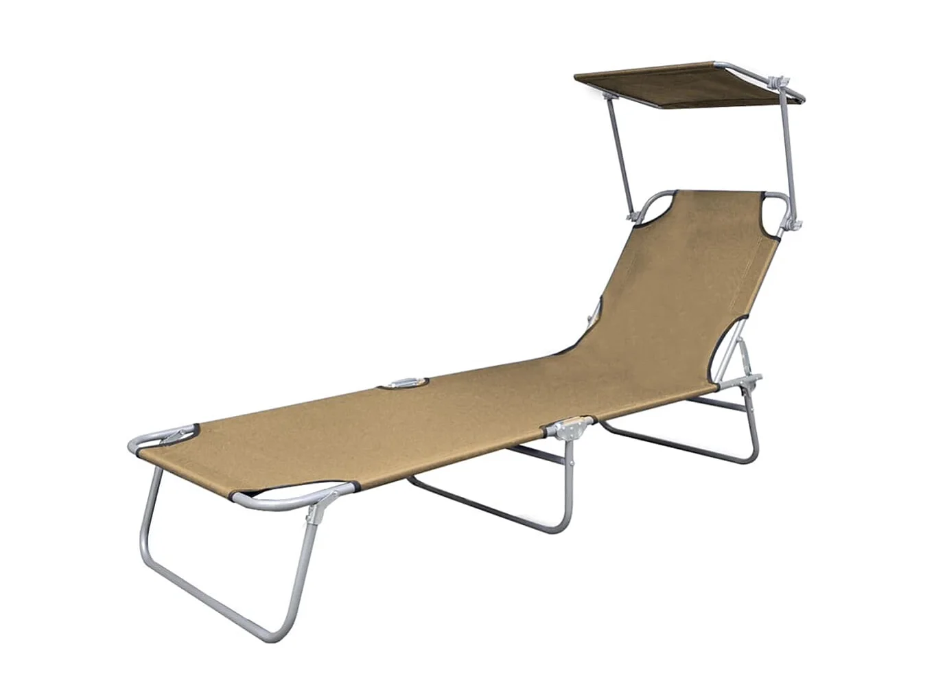 Bain de soleil pliable avec auvent Acier Taupe SEF88572