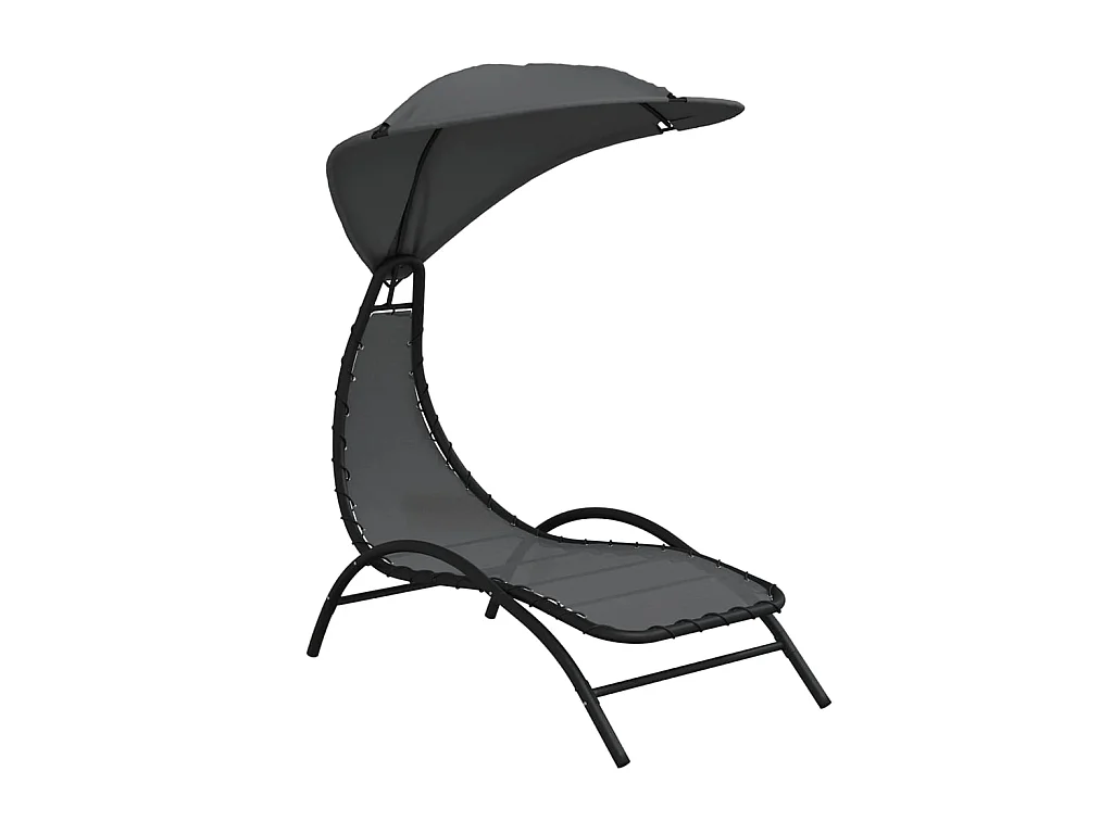 Tumbona con toldo acero y tela gris oscuro 167x80x195 cm ES21867