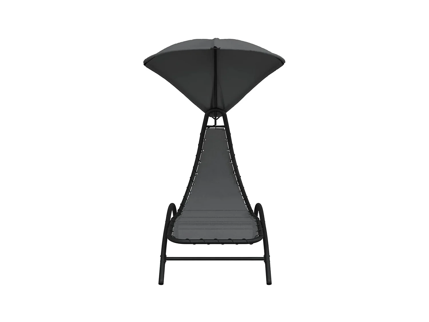 Tumbona con toldo acero y tela gris oscuro 167x80x195 cm ES21867