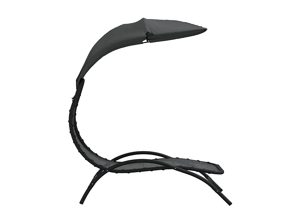 Tumbona con toldo acero y tela gris oscuro 167x80x195 cm ES21867