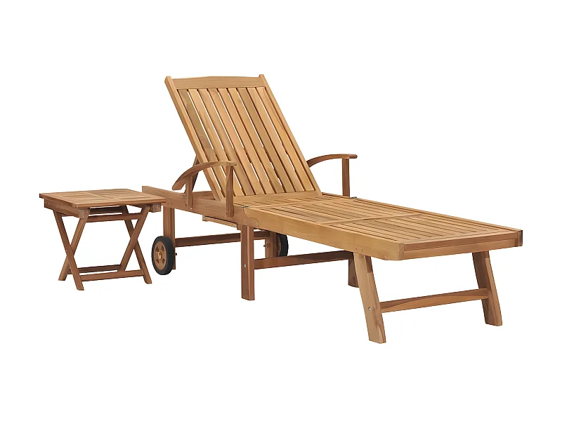 Bain de soleil avec table Bois de teck solide SEF96201