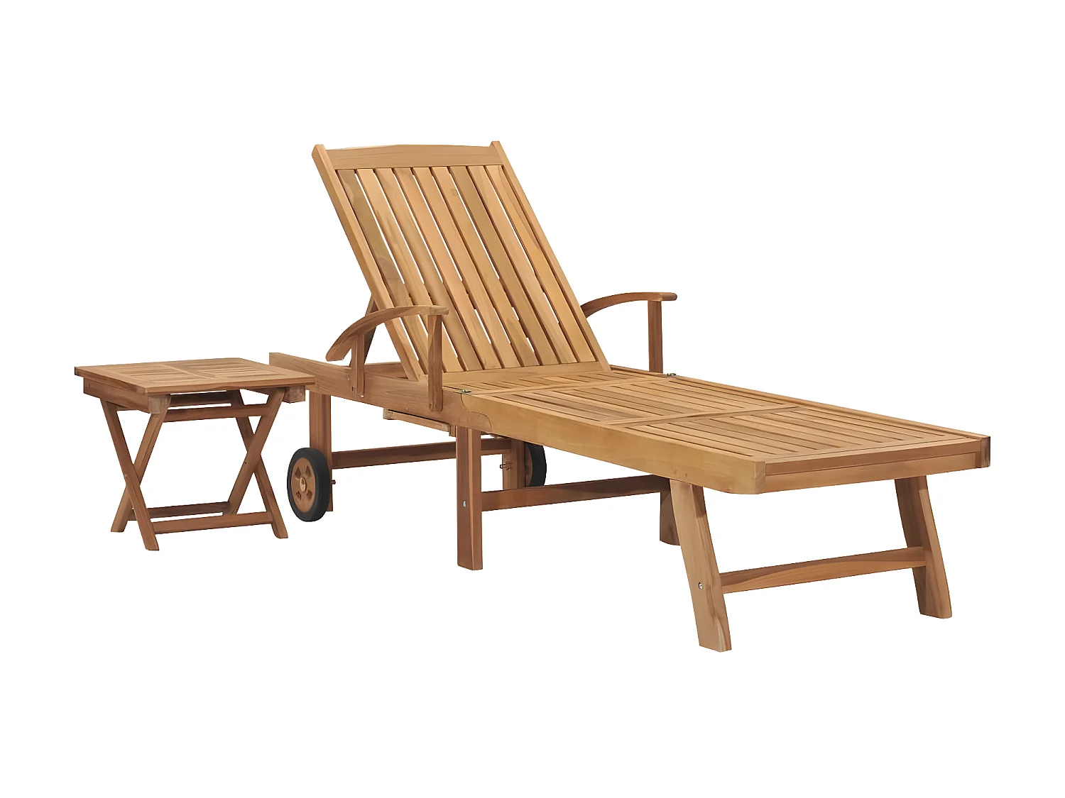 Bain de soleil avec table Bois de teck solide SEF96201