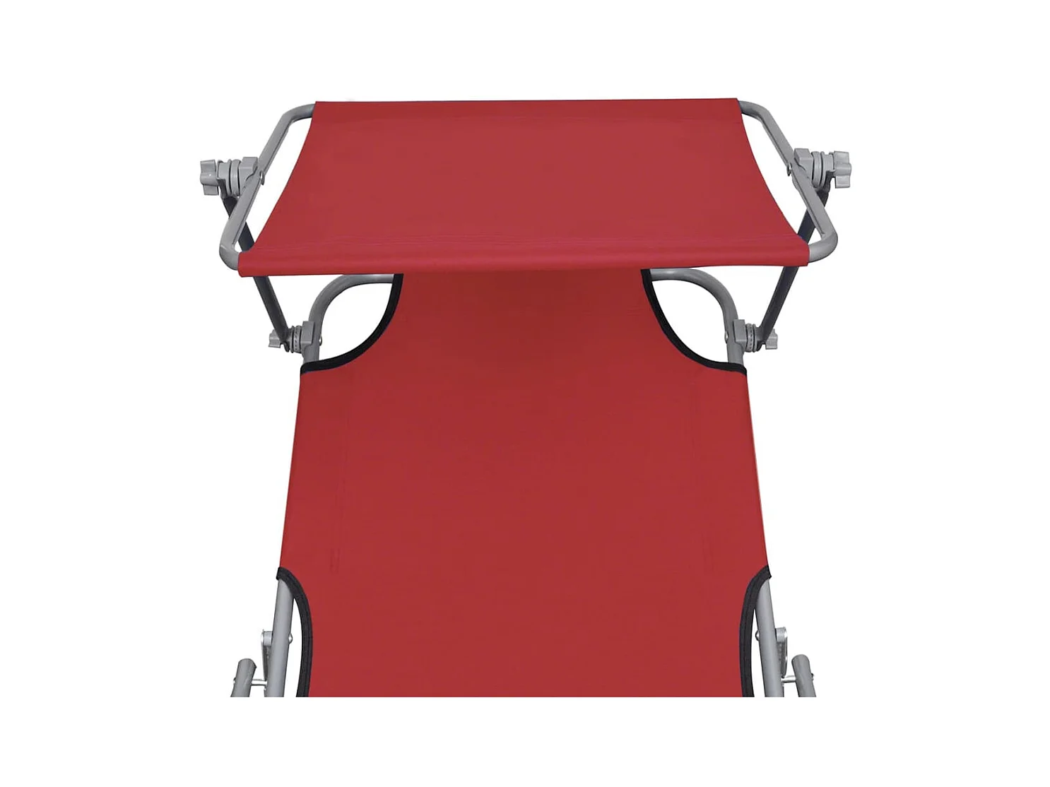 Ligbed inklapbaar met luifel staal en stof rood NL464250