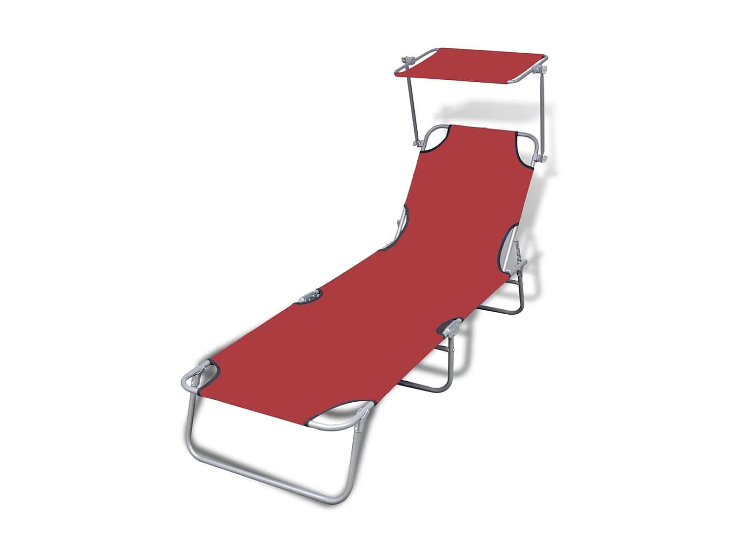 Bain de soleil pliable avec auvent Acier et tissu Rouge SEF21560