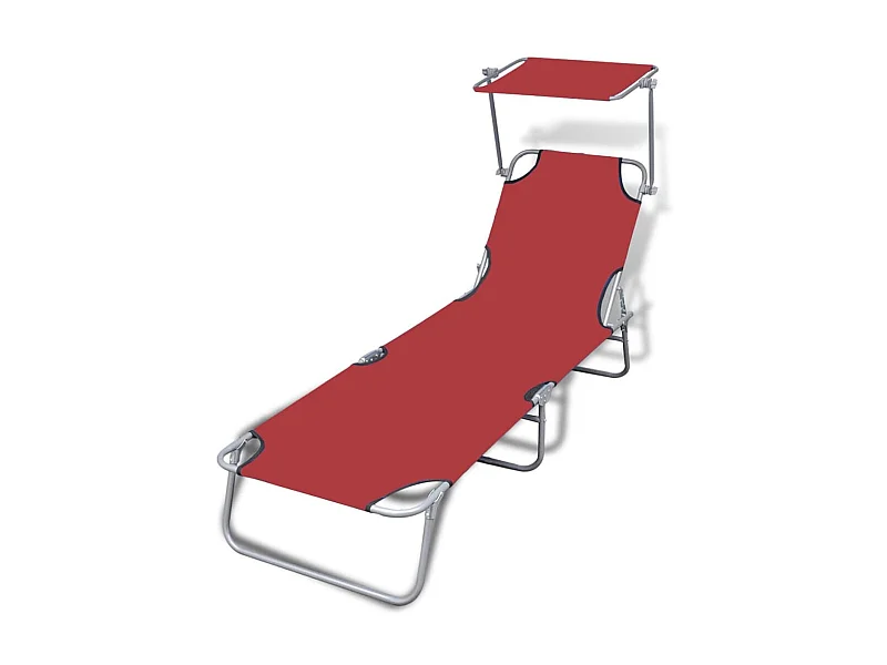 Bain de soleil pliable avec auvent Acier et tissu Rouge SEF21560