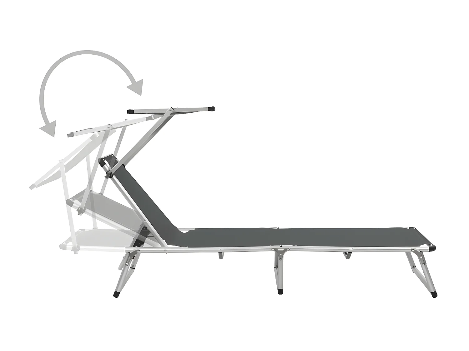 Bain de soleil pliable avec auvent Aluminium et textilène Gris SEF73357