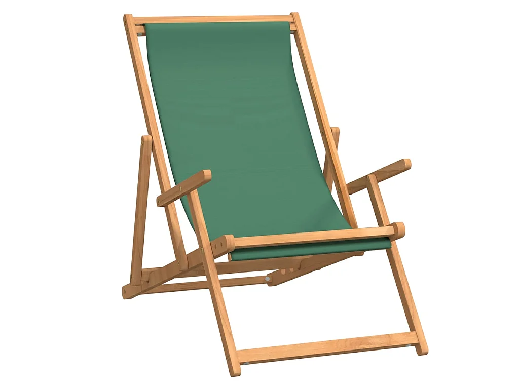 Bain de soleil pliable Bois de teck solide Vert SEF31246