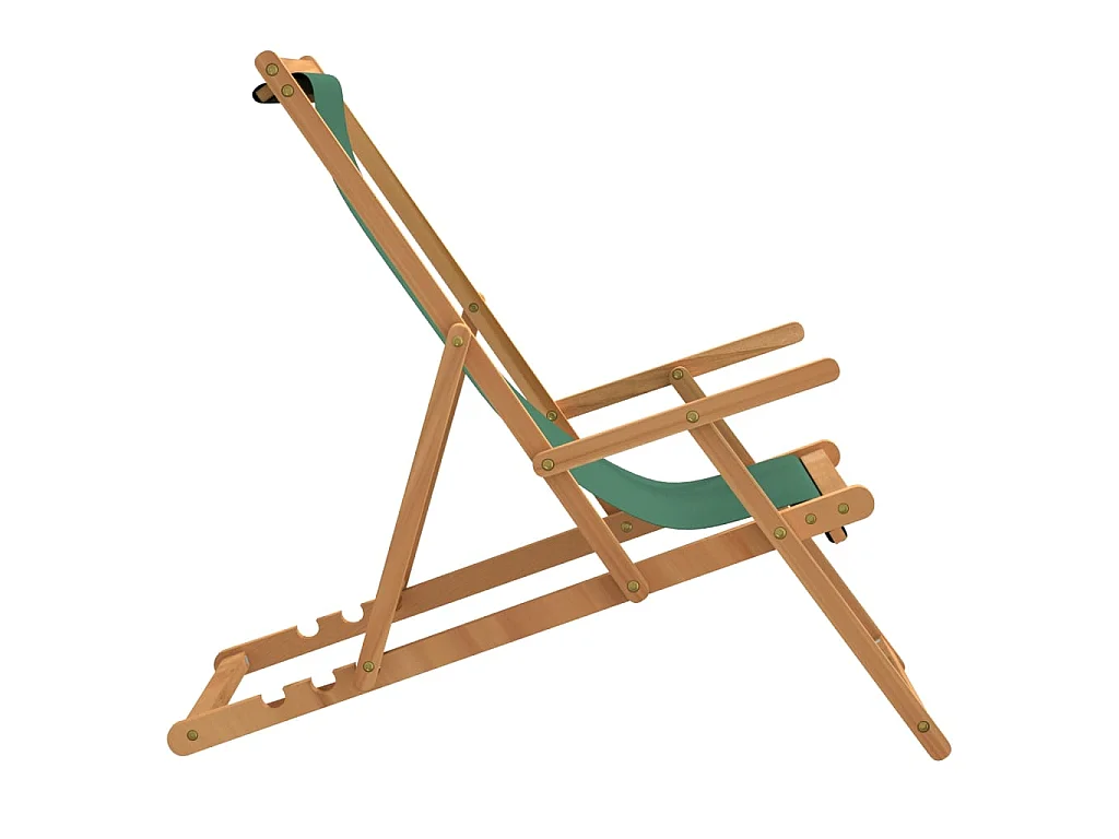 Bain de soleil pliable Bois de teck solide Vert SEF31246