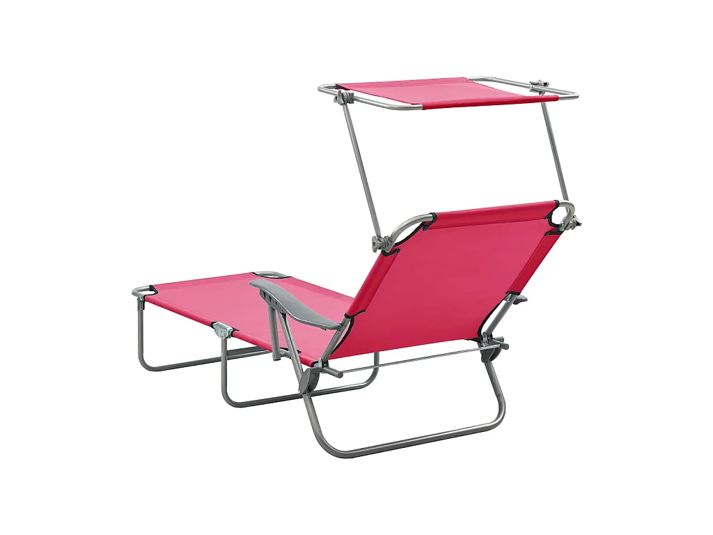 Ligbed met luifel staal roze NL166711