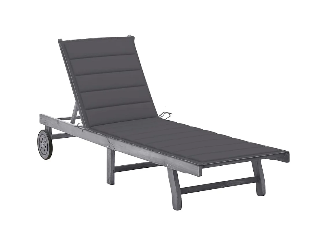 Bain de soleil avec coussin Gris Bois d'acacia solide PEWV21192