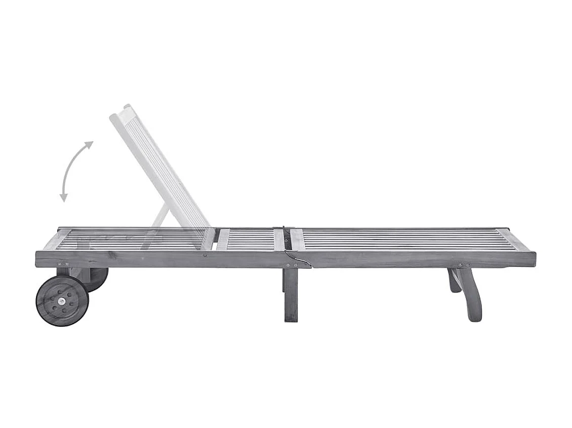 Ligbed met kussen massief acaciahout grijs NL183676