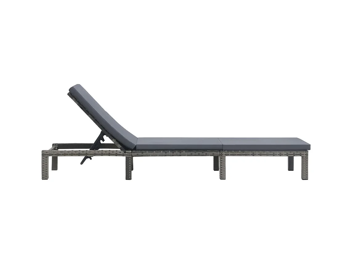 Bain de soleil avec coussin Résine tressée Anthracite SEF34603