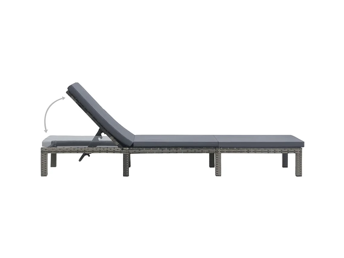 Bain de soleil avec coussin Résine tressée Anthracite SEF34603