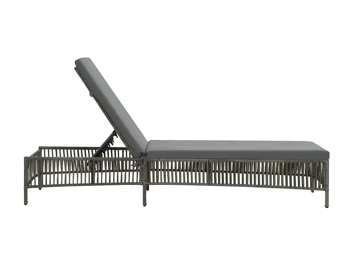 Bain de soleil avec coussin Résine tressée Gris SEF72077