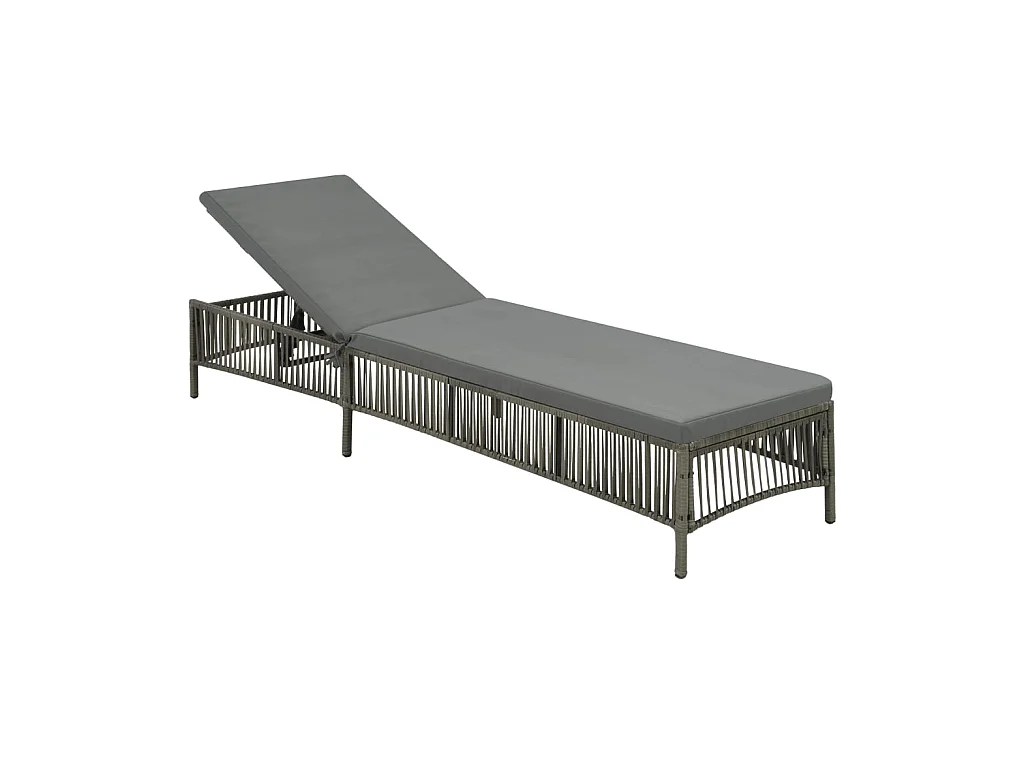 Bain de soleil avec coussin Résine tressée Gris SEF72077