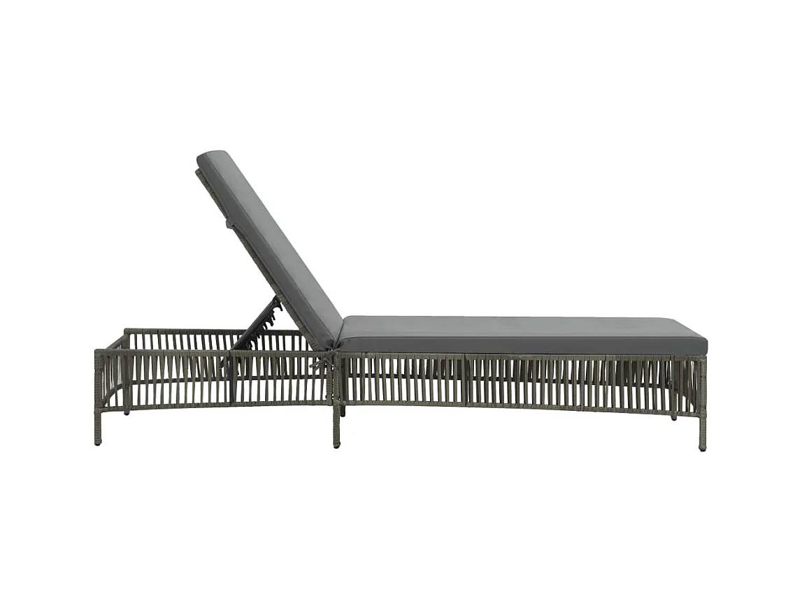 Bain de soleil avec coussin Résine tressée Gris SEF72077