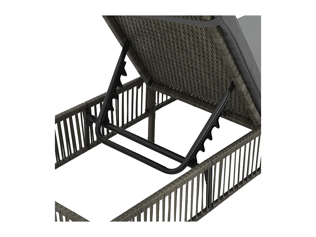 Bain de soleil avec coussin Résine tressée Gris SEF72077