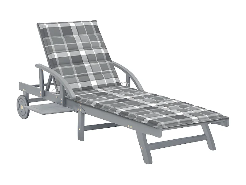 Bain de soleil avec coussin Bois d'acacia solide PEWV38867