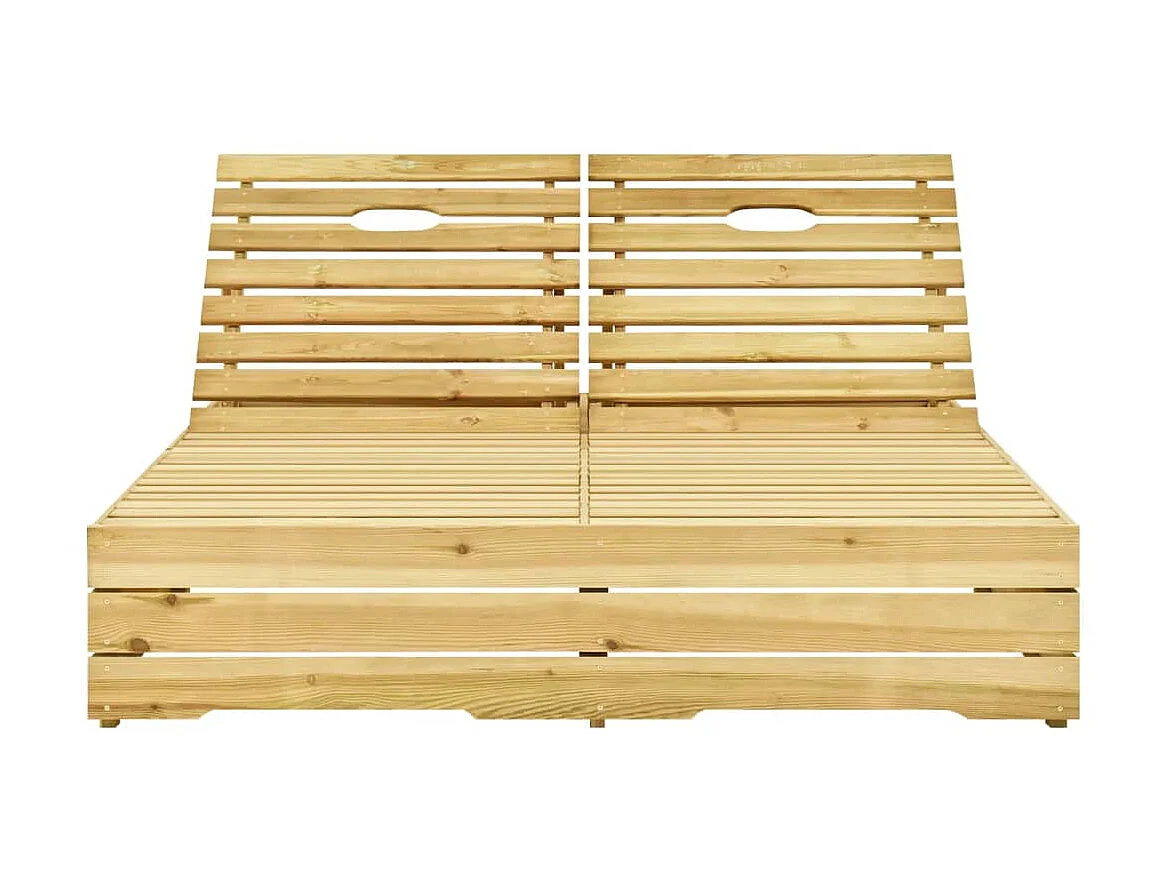 Tumbona doble y cojines negros madera pino impregnada ES78000