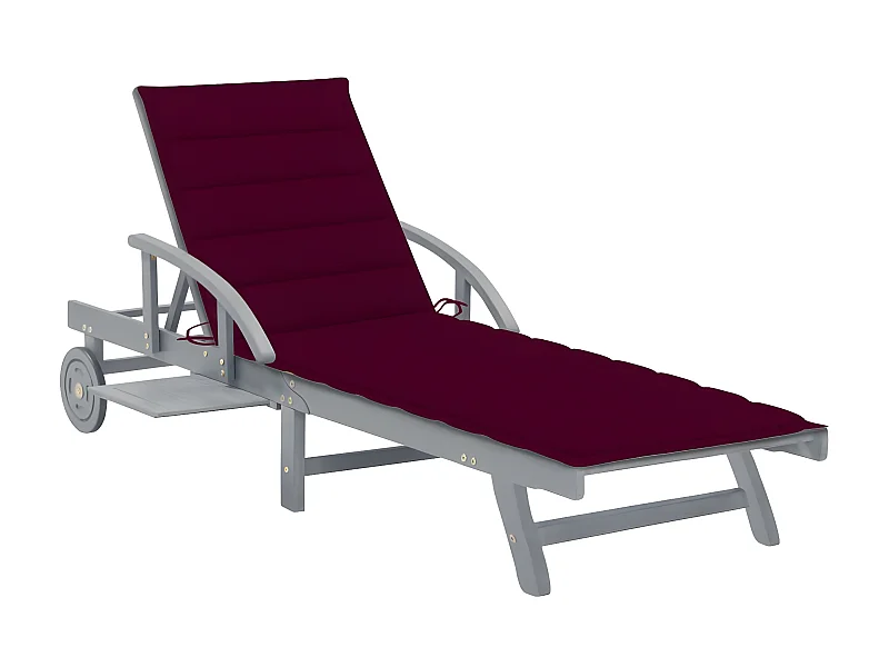 Bain de soleil avec coussin Bois d'acacia solide PEWV26836