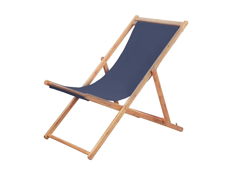 Strandstoel inklapbaar stof en houten frame blauw NL659556