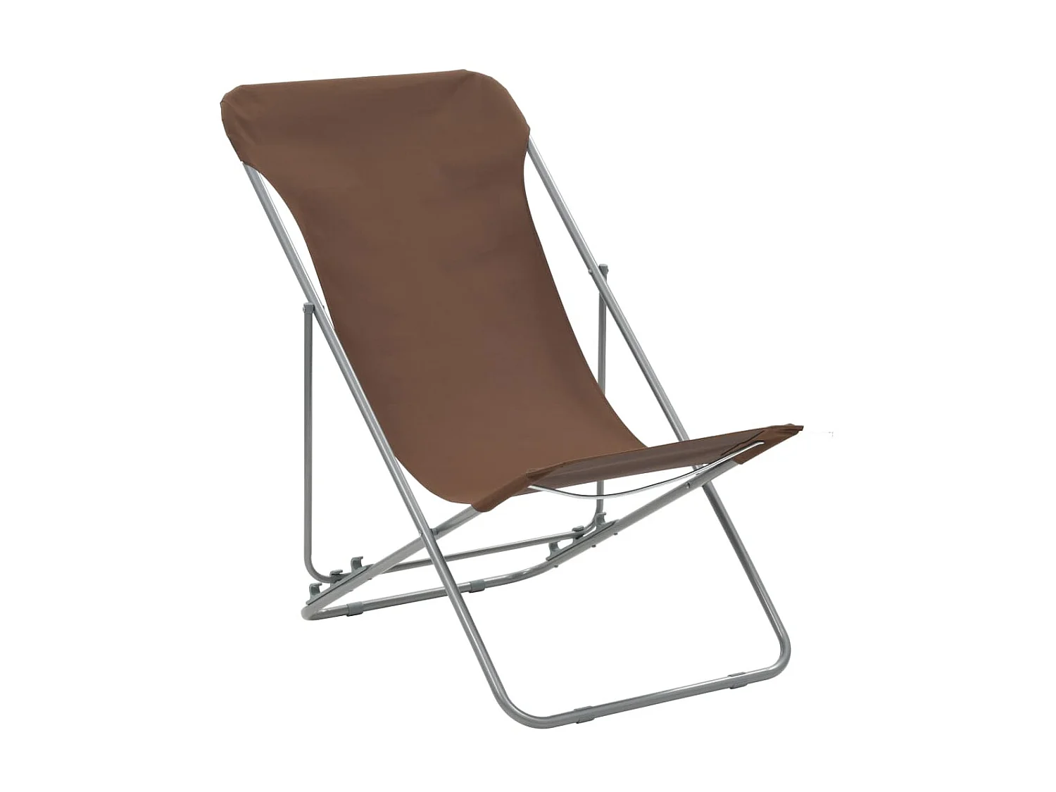 Bains de soleil pliables 2 pcs Acier et tissu oxford Marron SEF71890