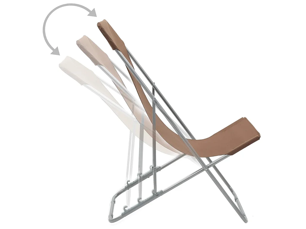 Bains de soleil pliables 2 pcs Acier et tissu oxford Marron SEF71890