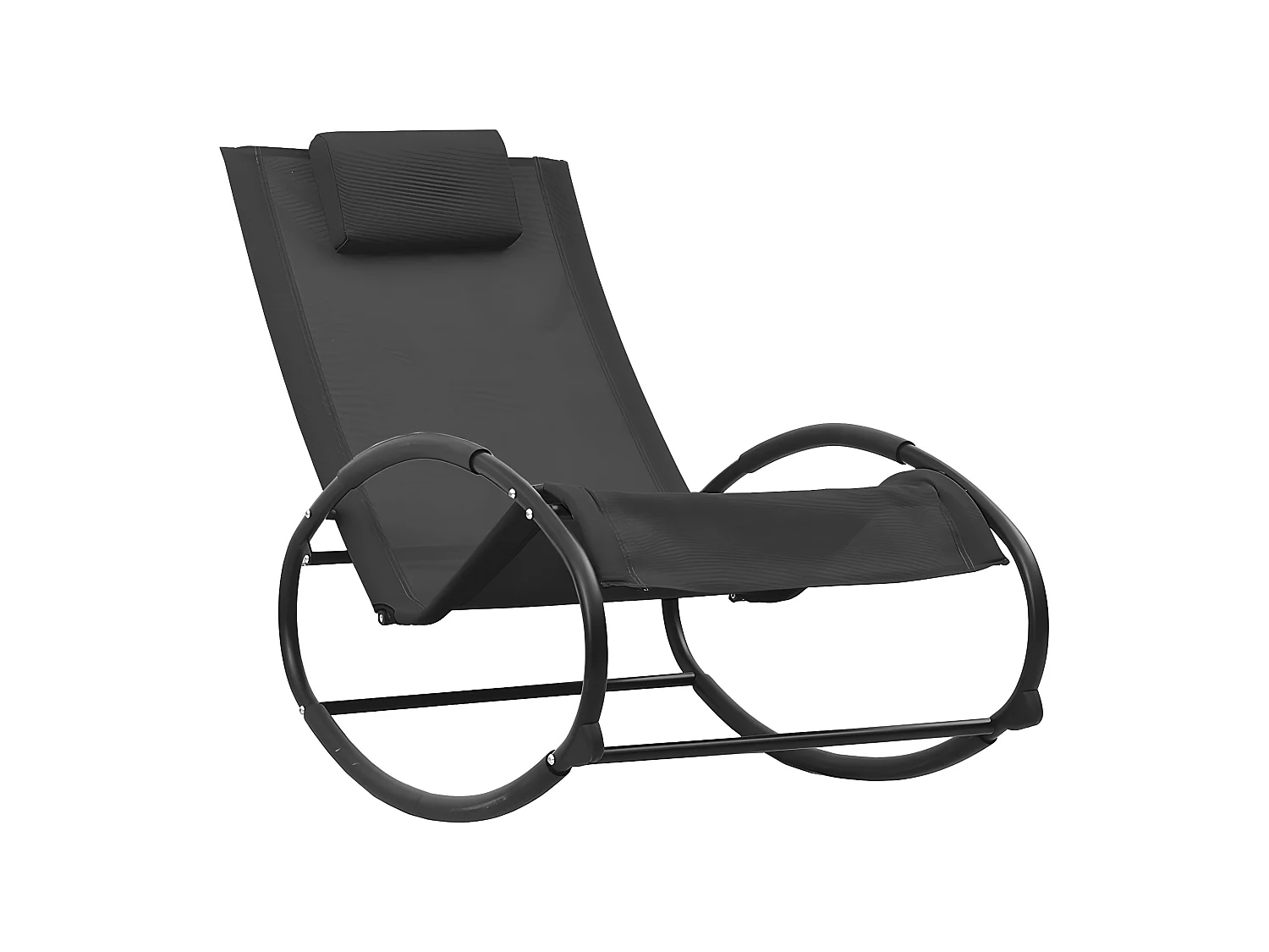 Bain de soleil avec oreiller Acier et textilène Noir SEF19289