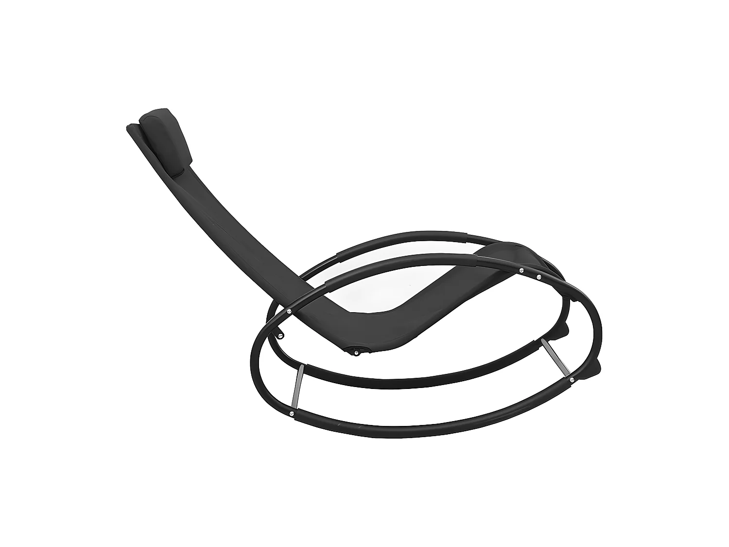 Bain de soleil avec oreiller Acier et textilène Noir SEF19289