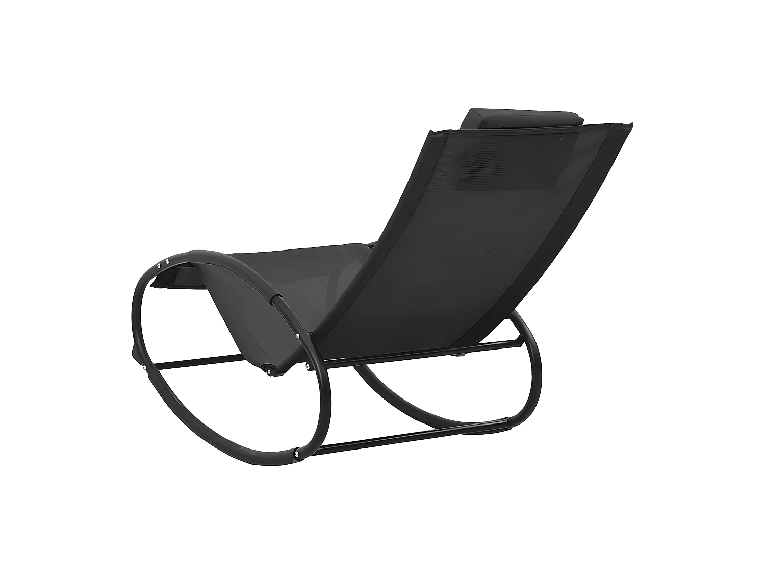 Bain de soleil avec oreiller Acier et textilène Noir SEF19289