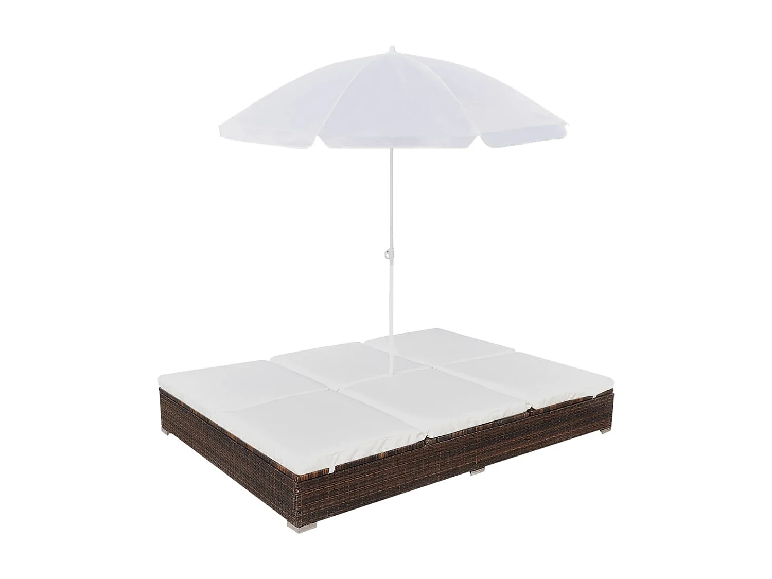 Bain de soleil d'extérieur avec parasol Résine tressée Marron SEF40891