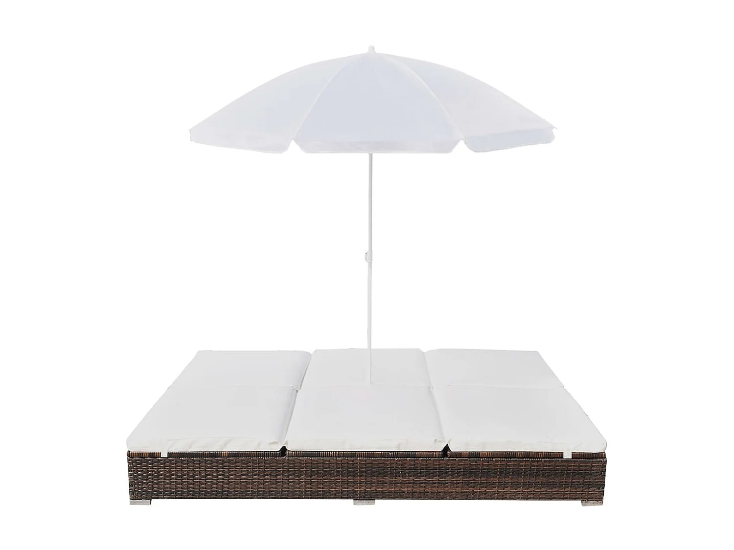Bain de soleil d'extérieur avec parasol Résine tressée Marron SEF40891