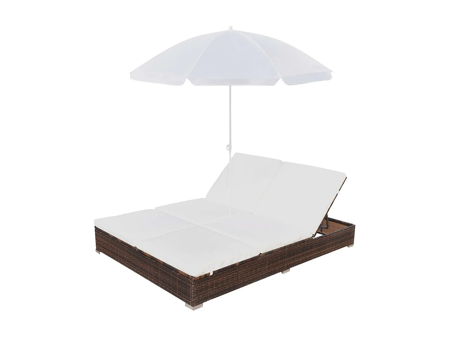 Bain de soleil d'extérieur avec parasol Résine tressée Marron SEF40891