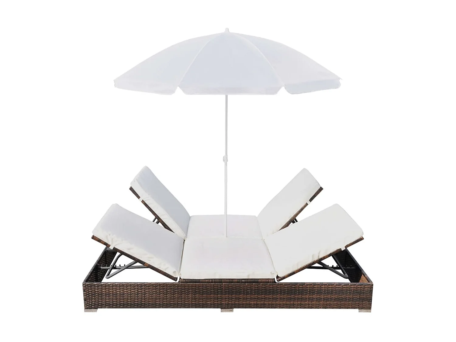 Bain de soleil d'extérieur avec parasol Résine tressée Marron SEF40891