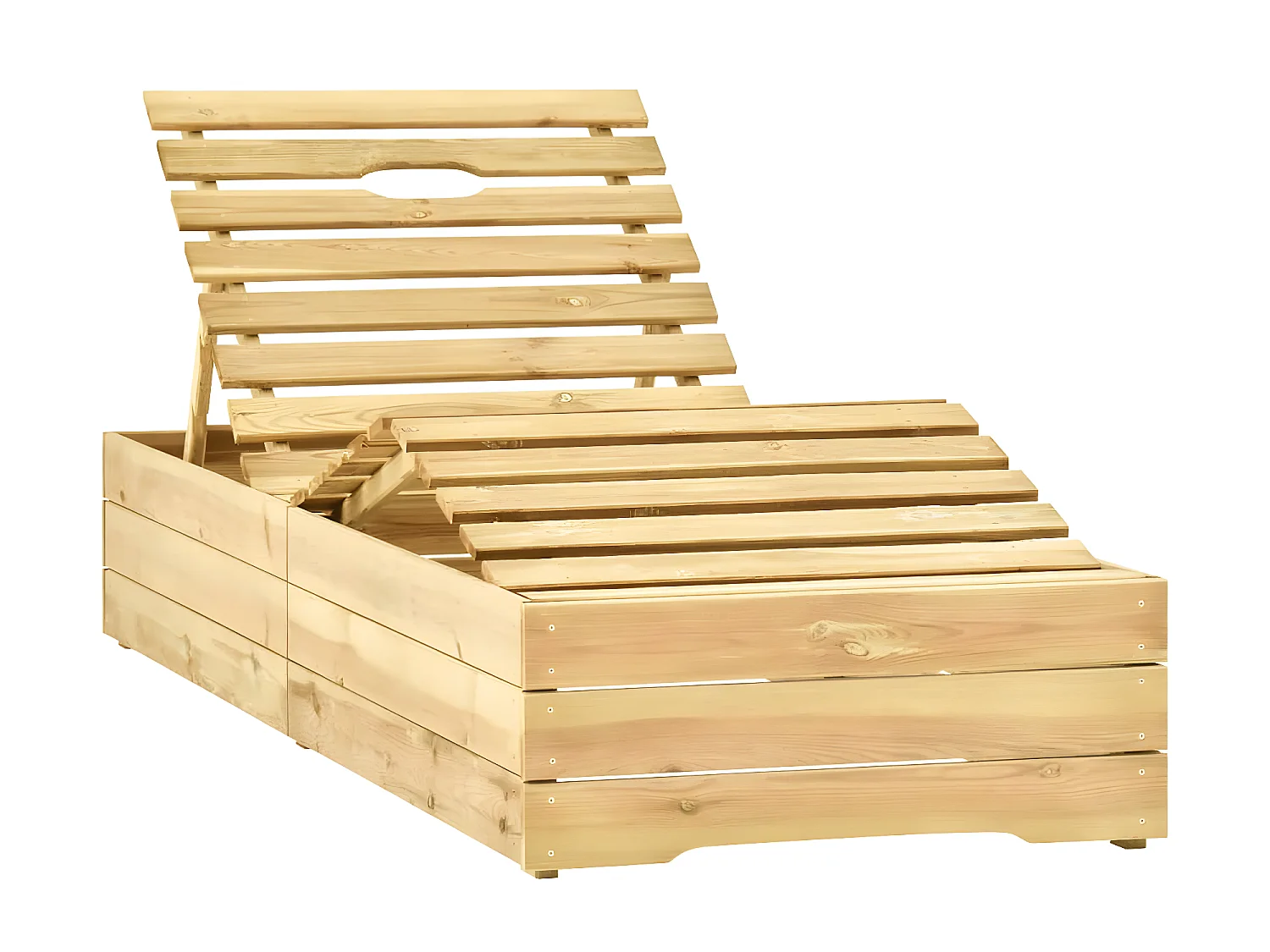 Bain de soleil de jardin avec table et coussin Pin imprégné SEF65926