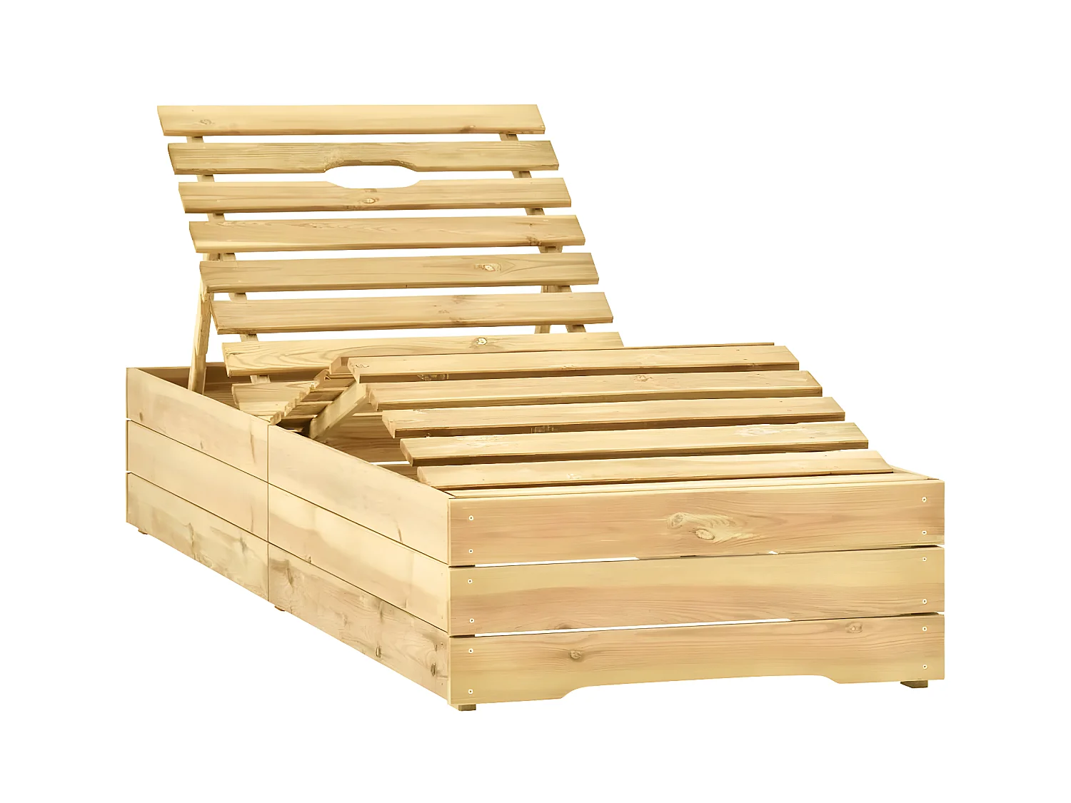 Bain de soleil de jardin avec table et coussin Pin imprégné SEF65926