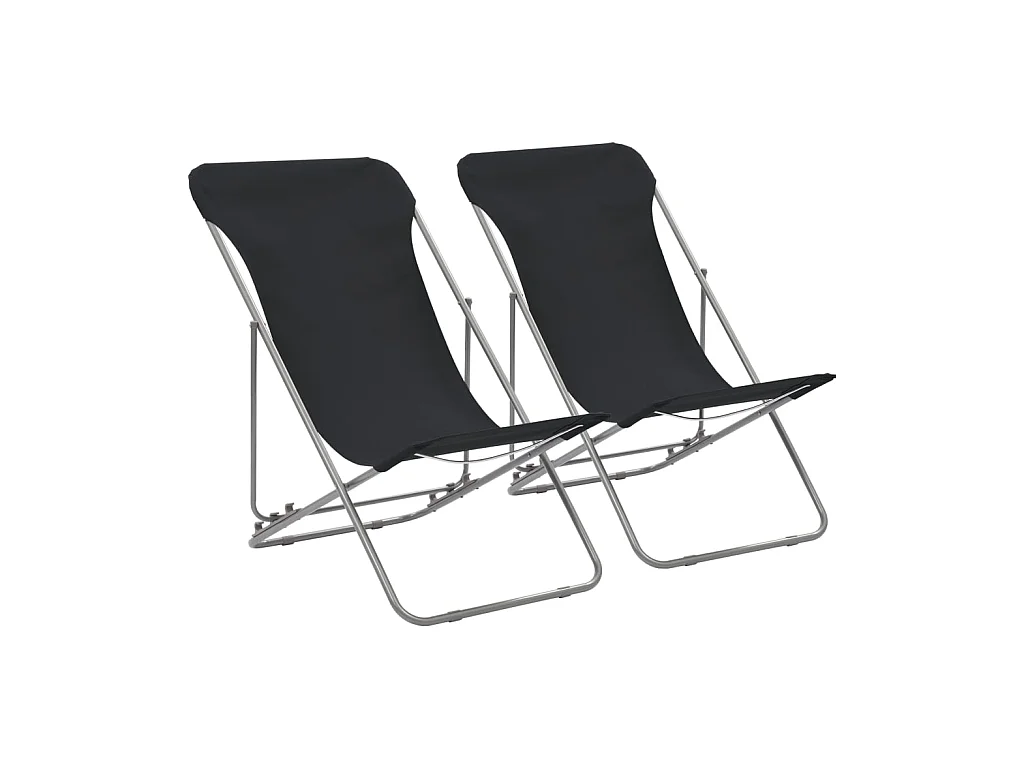 Bains de soleil pliables 2 pcs Acier et tissu oxford Noir SEF21648