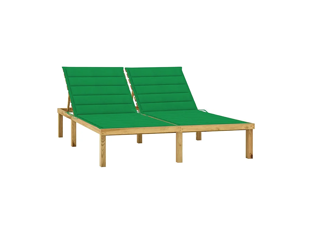 Bain de soleil double et coussin vert Bois de pin imprégné SEF41210