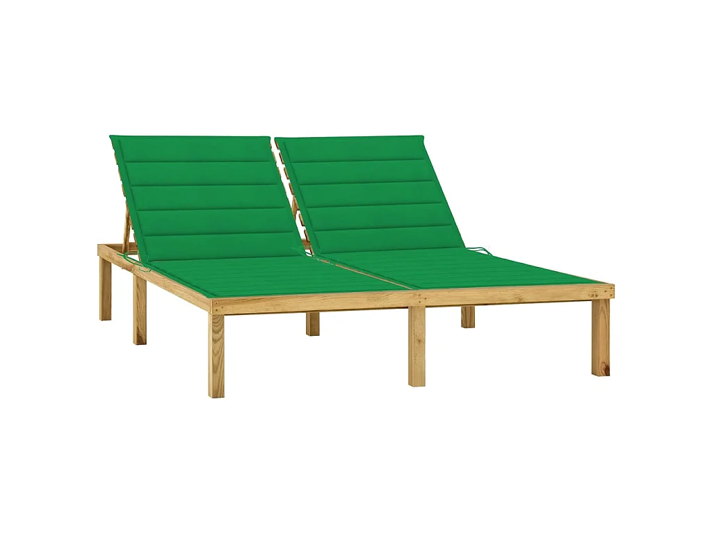 Bain de soleil double et coussin vert Bois de pin imprégné SEF41210