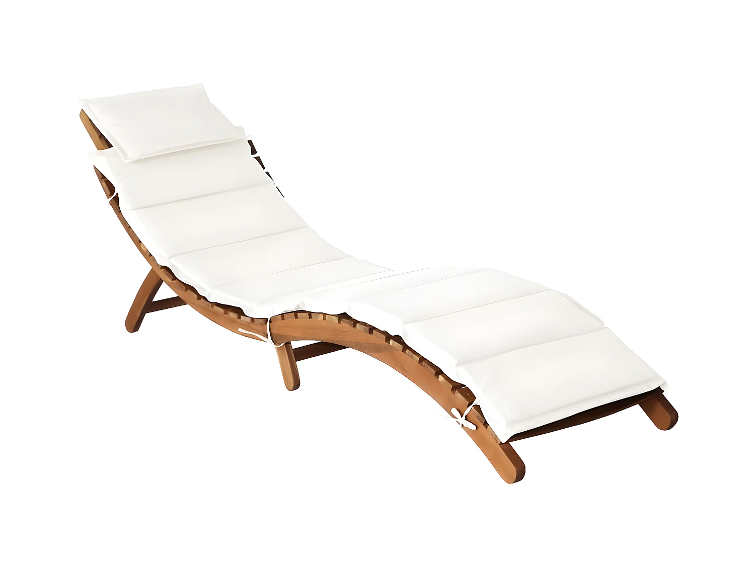 Bain de soleil avec coussin Bois d'acacia solide Crème SEF97153