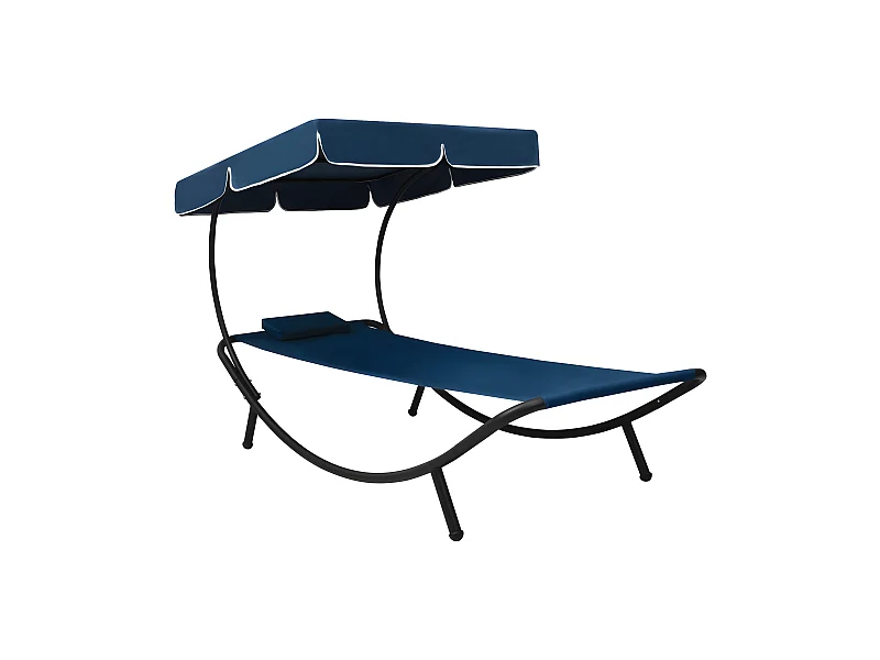 Bain de soleil avec auvent et oreiller Bleu PEWV35075