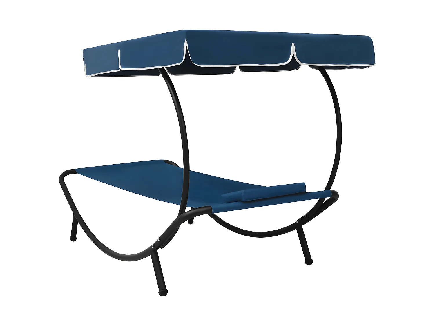Loungebed met luifel en kussen blauw NL412659